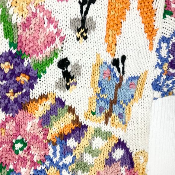 NWOT VINTAGE SUSAN BRISTOL Cardigan S Easter-BunnyEgg-Basket Floral Chunky-Knit - Picture 6 of 15